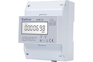 ‎EASTRON EASTRON SDM72D-MID Stromverbrauchsmesser – 100A Drehstromzähler – Stromzähler 3 Phasen - 100A kWh Netz, DIN-Hutschiene - Strommessgerät mit beleuchtetem LCD-Bildschirm - MID zertifiziert/geeicht