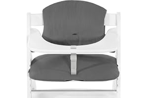 hauck Highchair Pad Select Funda Trona Algodón - Cojín para Trona de Madera Evolutiva Alpha Plus Beta Plus y Arketa - Cojin 2 Piezas Antideslizante para Sillas Evolutivas - Gris Oscuro