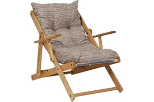 LIBEROSHOPPING Poltrona Pieghevole sdraio in legno Abete 3 Posizioni Cuscino tessuto Imbottito per soggiorno giardino made in italy - RELAX (Tortora)