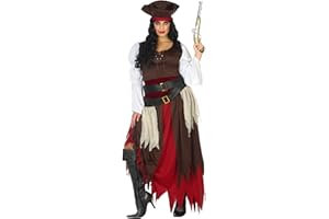 Atosa | Disfraz Pirata Mujer Adulto Marrón | Incluye Sombrero, Vestido y Cinturones | Traje de Corsaria Realista de Calidad | Para Carnaval y Fiestas | Inspirado en Piratas del Caribe | XXL