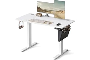 SONGMICS Escritorio Eléctrico, Regulable en Altura, 120 x 60 cm, Regulación Continua, 4 Alturas de Memoria, Blanco Nube LSD132W01