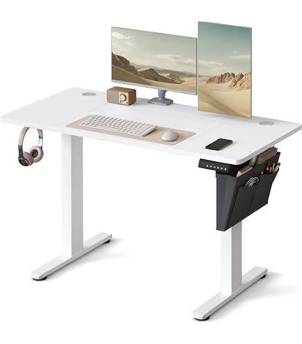 Pro.tec Pomona Elektrisch Verstelbaar Bureau 110x60 Cm – Zit-statafel Op Wielen, 72-117 Cm, Geheugenfunctie, Bekerhouder, Muismat – Wit/zwart
