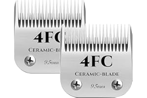 LEEWORKS Detachable Pet Dog Grooming Clipper Ceramic Blades,Size 4FC Cut Length 3/8"(9.5mm) Replacement Blades Compatible with Andis Dog Clippers，Compatible with Wahl/Oster A5, KM Series Clippers,2 Pack