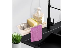 bssmmai Porta Spugne Bianco con 1 Strofinaccio, Porta Spugne Lavello Cucina da Appendere, Senza Foratura, Portaspugne per Lavello Cucina per Stoccaggio di Stracci, Spugne e Altri Utensili