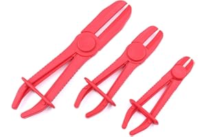 Malayas 3 Piece Angled Hose Pinch Off Pliers Lightweight Plastic Line Clamps For Repairing Coolant, Brake, Vacuum and Fuel Systems with Length 15mm, 18mm and 25mm