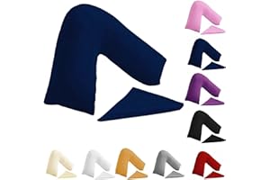 Buzzbuy Funda de almohada en forma de V, 100% polialgodón, soporte de espalda y cuello, ortopédica, embarazo/lactancia, solo funda de almohada en V (azul)