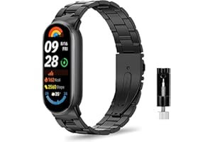 ZoRoll Strap Compatible with Xiaomi Mi Band 9/Mi Band 8, Metal Bracelet, Stainless Steel Replacement Band for Xiaomi Smart Band 9 / Xiaomi Smart Band 8
