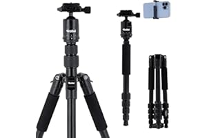 Rollei Compact Traveler No.1 Negro, 143cm Trípode Cámara de Viaje Tripode de Aluminio Ligero Compacto Tripod con Cabeza de Bola Compatible Arca Swiss Trípode y Monopié para DSLR y Smartphone