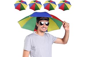 Eilisa 6 Pack Umbrella Hat Set, Fishing Umbrella for All Ages, Hands Free Umbrella, Hat Umbrella Stay Shaded in Style