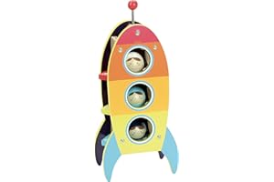 Vilac In The Stars – Wacking Hammer Game, Wooden Whack-a-Mole Game, Hammering Bench, Spaceship Toy, Space Game, Suitable for 18+ Months, Multicolored