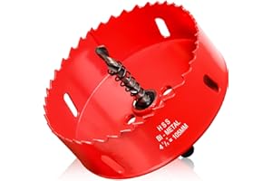 ITOOLFIRM Lochsäge Bohrkrone 105mm Durchmesser, Bohraufsatz Lochbohrer aus Bi-Metall mit Trennbarem Bohrer für Holz und Kunststoffe, z.b. Trockenbau, Rigips, Kaminroh