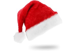 Molain Czapka bożonarodzeniowa dla dzieci, dorosłych, czerwona, czapka bożonarodzeniowa, aksamitna, klasyczna czapka Świętego Mikołaja, unisex, sukienka bożonarodzeniowa dla mężczyzn i kobiet,