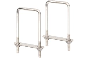 AMZSKU 2 stycken U-byglar M10 av förzinkad stål - 60x150mm - med motplatta och M10-muttrar - Spännbyglar för släpvagnar, last