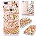 Produktbild iPhone 7 Plus/8 Plus Glitzer Hülle,iPhone 7 Plus/8 Plus Flüssig Hülle,Weich 3D Bling Liquid Glitzer TPU Klar Transparent Durchsichtiges flüssigkeit Stern Fischschuppen Treibsand Handyhülle,Gold