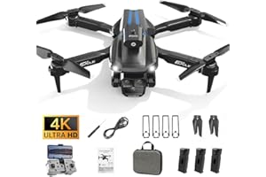 HYTOBP M° Drone avec Caméra 4K HD RC Pliable Drone pour enfants et débutants Avec Trois Caméras et Batteries, WiFi FPV, Évitement d'obstacles à 360°, objectif réglable à 90°