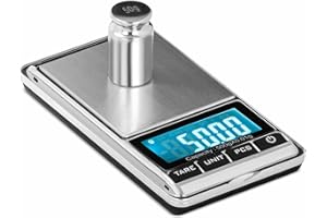 Steinberg Systems Balance De Poche Précision Électronique Table Petite Balance De Poche Mini Portative Digitale SBS-DW-500VAS (Charge Max. 500 g, ±0,01 g, Écran LCD, Plateau 62x54 mm, 7 Unités)