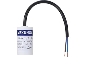 VEXUNGA Kondensator 2uF 450V Anlaufkondensator 2µF AC Motorkondensator CBB60 SH 2 MFD 450VAC Kondensatoren 30x51MM 50/60Hz mit Kabel