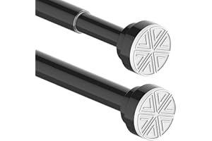 AIITOMG Shower Curtain Pole Extendable Tension Rod No Drill Curtain Pole Shower Curtain Rail Extendable Pole for Bathroom, Window, Door, Closet, 85-230cm Black(Diameter:32mm)