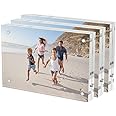 SYOSI 4x6 Acrylic Picture Frames 3 Pack, , Thicker Block, Freestanding Double Sided Magnetic Acrylic Frameless Transparent Square Frame for Desktop Display