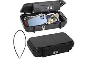 GEKUFA Cassaforte Portatile 2 𝙋𝙚𝙯𝙯𝙞, Mini Cassaforte con Combinazione, 𝙄𝙢𝙥𝙚𝙧𝙢𝙚𝙖𝙗𝙞𝙡𝙚 Cassetta Sicurezza con Rimovibile Fune Metallica per Casa, Ufficio, Viaggi e Credenziali ecc (Nero)