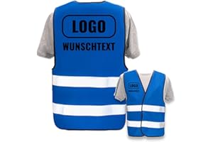 PixiPrints.com Hochwertige Warnweste mit Leuchtstreifen * bedruckt mit Name Text Bild Logo Firma * personalisiertes Design selbst gestalten