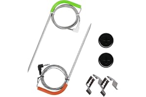 VAGLOBA Replacement Meat Probe for Traeger Pellet Grill and Smoker, Comes with 2 Pack Probe Grommet 2 Pack Meat Probes adn Temperature Probe Clip