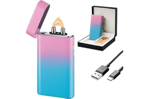 SKRFIRE Plasma Lighter Arc Lighter Rechargeable Electric Lighter Windproof Lighter Digital Power Display, Great for Outdoor Adventures, Emergency & Home Use（Pink Blue）