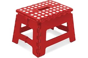 STAREX Folding Step Stool Multi Purpose Large,Medium Heavy Duty Foldable Home Kitchen RED