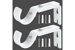 HSLXBY 2 Stück Weiß Gardinenstangenhalterung,Verstellbare Gardinenstangenhalterungen mit Schrauben,Vorhangstangenhalterungs,Gardinenstangen Halterung,Geeignet für Duschstangen,Wäscheständer