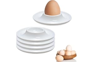 Jidyllic Lot de 4 coquetiers souples en plastique blanc empilable avec plateau pour œufs durs de cuisine, petit déjeuner, dîner