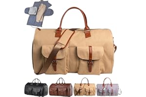GLIART The Convertible Duffle Garment Luggage, 2 in 1 Hanging Suitcase Suit Travel Bags, Convertible Carry on Garment Bag (Brown-A)