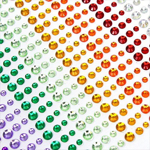JUSLIN 900 Stück 3mm 4mm 5mm bunte Strasssteine Strass Aufkleber, 1 Stück gebogen Pinzette als Geschenk - 2