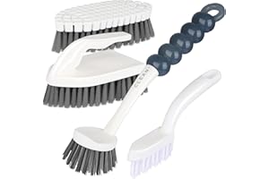 Brush for Cleaning, GIPTIME 4PCS Cleaning Brushes Includes Kitchen Cleaning Brush, Scrub Brush Comfort Grip, Clean Brush for Bathroom, Shoe Brush Track Groove Grout Gap Cleaning Brushs Tool