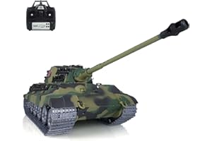 wheelfun Heng Long RC-Panzer 1/16 7.0 Customized King Tiger 3888A Metallräder Laufrückstoß Infrarot-Kampf 360° drehbarer Turm Rauchgenerator BB-Schuss Airsoft-Panzer, der schießt
