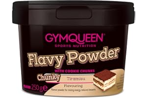 GymQueen Flavy Powder 250g, Geschmackspulver Tiramisu, kalorienarm, Flavour Powder zum Süßen, Backen und Verfeinern von Lebensmitteln, reich an Ballaststoffen