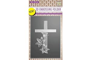 Nellie's Choice Embossing Folder 3D Embossing Folder Cross with Lilies 106 x 150 mm