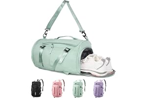 KYYLZ Sporttasche für Damen und Herren Reisetasche mit Schuhfach und Nassfach,33L Weekender Tasche Trainingstasche Schwimmtasche Fitnesstasche Handgepäck Tasche Rucksack für Sport Yoga Urlaub Grün