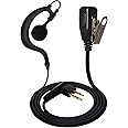 UAYESOK Radio Earpiece G Shape Walkie Talkie Headset with PTT Mic Microphone for Motorola Radio 2 Pin CP040 CP200 DP1400 GP300 XT180 XT420 XT460 Hytera PD505 Midland Security 2 Way Radio (1 Pcs)