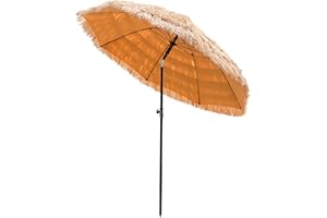 Mansader 1.8M Garden Parasol Tiki Umbrella, Hawaiian Thatch Patio Umbrella UV Protect with Tilt Design, Outdoor Parasol for Beach Garden