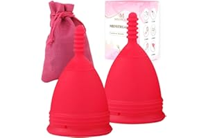 M MUNCASO 2Pcs Soft Menstrual Cups - Most Comfortable Period Cup Super Soft and Flexible - Best Sensitive Cup (Rose Red, S)