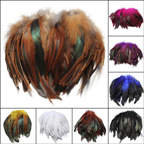 Preisvergleich Produktbild Bluelover 100pcs flaumig Mode Hahn Feder Craft DIY-6-8 - Schwarz