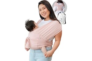 Konny Baby Carrier SoftBreeze Luxury Carrier Wrap, Easy to Wear Baby Wrap Carrier, Perfect Essentials Cloths for Newborn Babies up to 44 lbs, (Pink, XL)