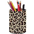 XUWU Leopard Print Pen Holder Pencil Organizer Cute Pencil Cup Desk Decor Makeup Brush Holder PU Multifunctional Office Suppliesfor Home Classroom School