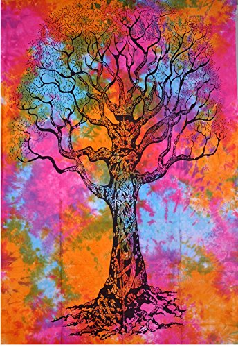 Clásico árbol de la vida Glorafilia, Hippie de la India de colgante de pared, diseño de flores de colcha, diseño de dormitorio decoración playa - AndExports