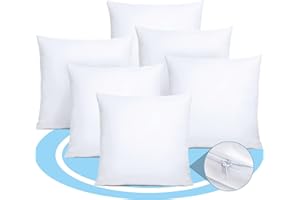 Dekohome Relleno de Cojín de Fibra Hueca Siliconada de Alta Recuperación, Indeformable, Suave, Mullido, Antialérgico, Antipolillas, Cojín para Sofá o Cama para Casa, 6 Cojines 45 x 45 cm