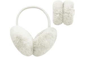 Justay Comf Składane nauszniki damskie, miękkie, termiczne, puszyste, sztuczne futro, ocieplacze na uszy, ochrona przed wiatrem, akcesoria chroniące przed wiatrem, prezent na zimę, na zewnątrz, Boże