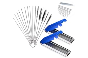 CKANDAY 3 Set Kit Pulizia Carburatori Carbon Dirt Jet Rimuovi detergente,2 Pezzi 13 Set di Cavi di Pulizia + 10 Aghi per Pulizia + 5 Kit di spazzole in Nylon per Moto ATV Ciclomotore Saldatore Carb