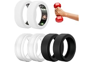 Jyinelx 6 Pieces Compatible with Oura Ring 4 Size Kit, Anti-Scratch Elastic Finger Covers, Compatible with Oura Ring 4 Ring Air Protector (Black/Transparent/White, Size S Fits 4/5/6/7/8/9/10)