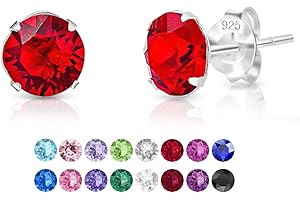 DTPsilver® Boucles d'Oreilles Femme Argent - Swarovski - Clous d'Oreilles - Boucle d'Oreille Homme Argent - Swarovski Femme - Boucles d'Oreilles Argent - Clou Oreille Argent Femme - Diamètre: 6 mm