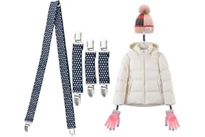 KLYNGTSK 4 PCS Stainless Steel Mitten Clips - Stretchable Kids Glove Clips, Pink Elastic for School, Snow Play, Cold Winter Days